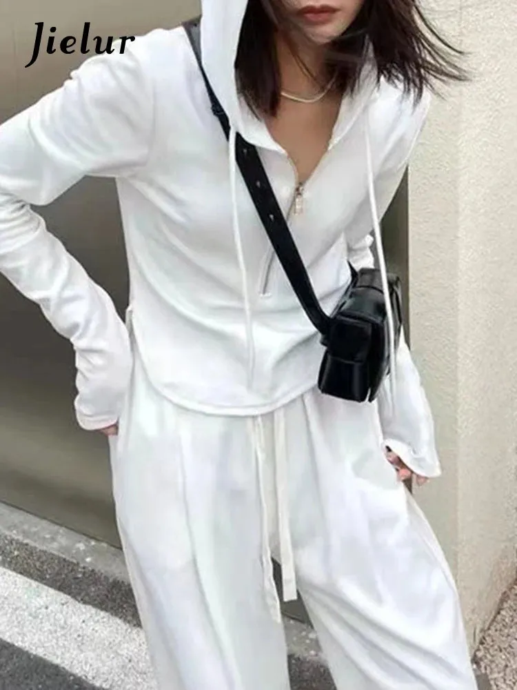Autumn Hooded Zipper Slim Long Sleeve Hoodie Bottoming T-Shirt Women All-Match Short High-Waisted Top Fashion