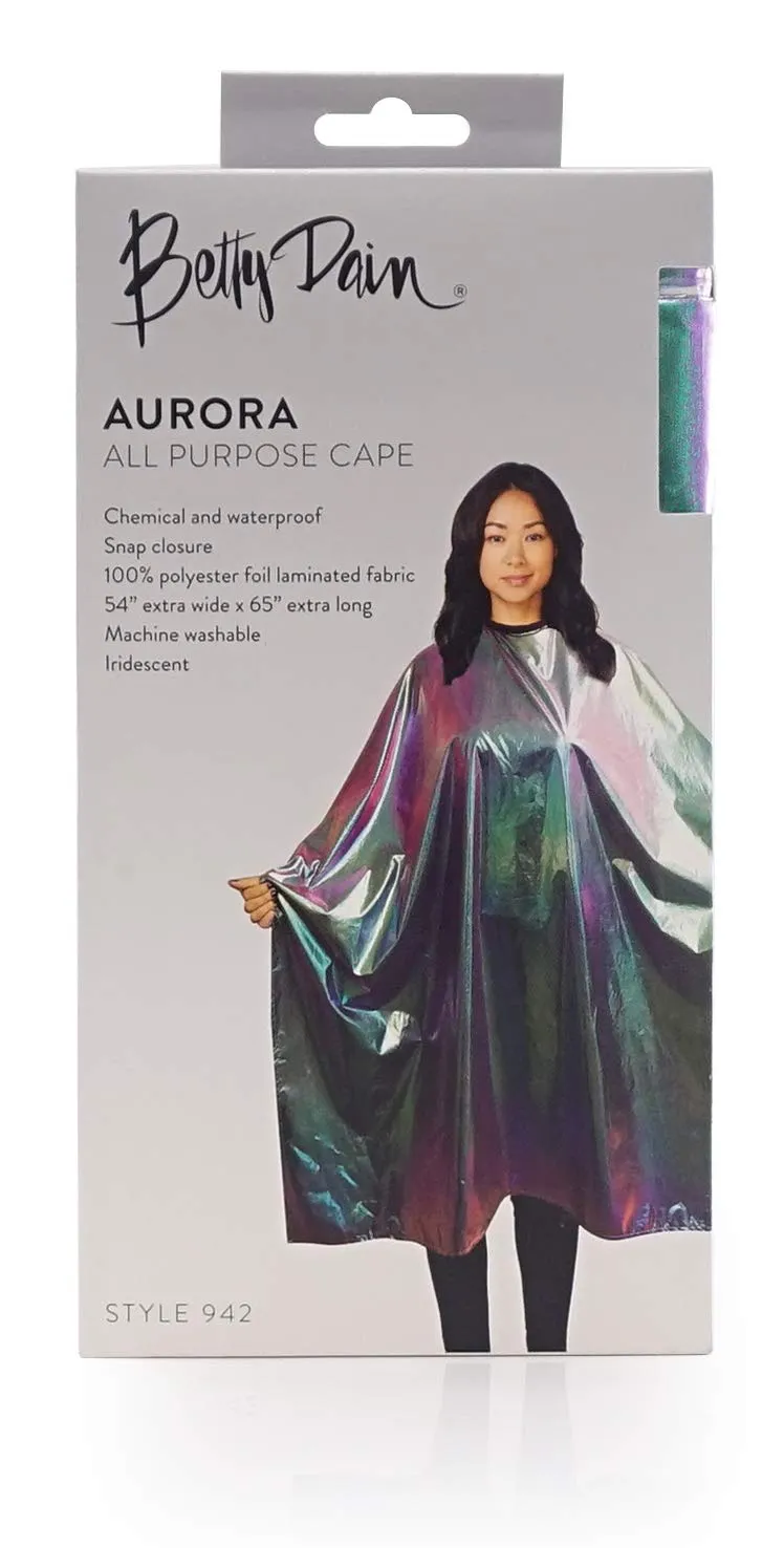 Betty Dain The Aurora Collection All Purpose Cape, 54" W x 65" L, Water & Chemical Proof, Machine Washable, Adjustable Snap Closure, Matches Other The Aurora Collection Products, Holographic Design