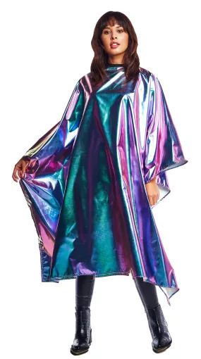 Betty Dain The Aurora Collection All Purpose Cape, 54" W x 65" L, Water & Chemical Proof, Machine Washable, Adjustable Snap Closure, Matches Other The Aurora Collection Products, Holographic Design
