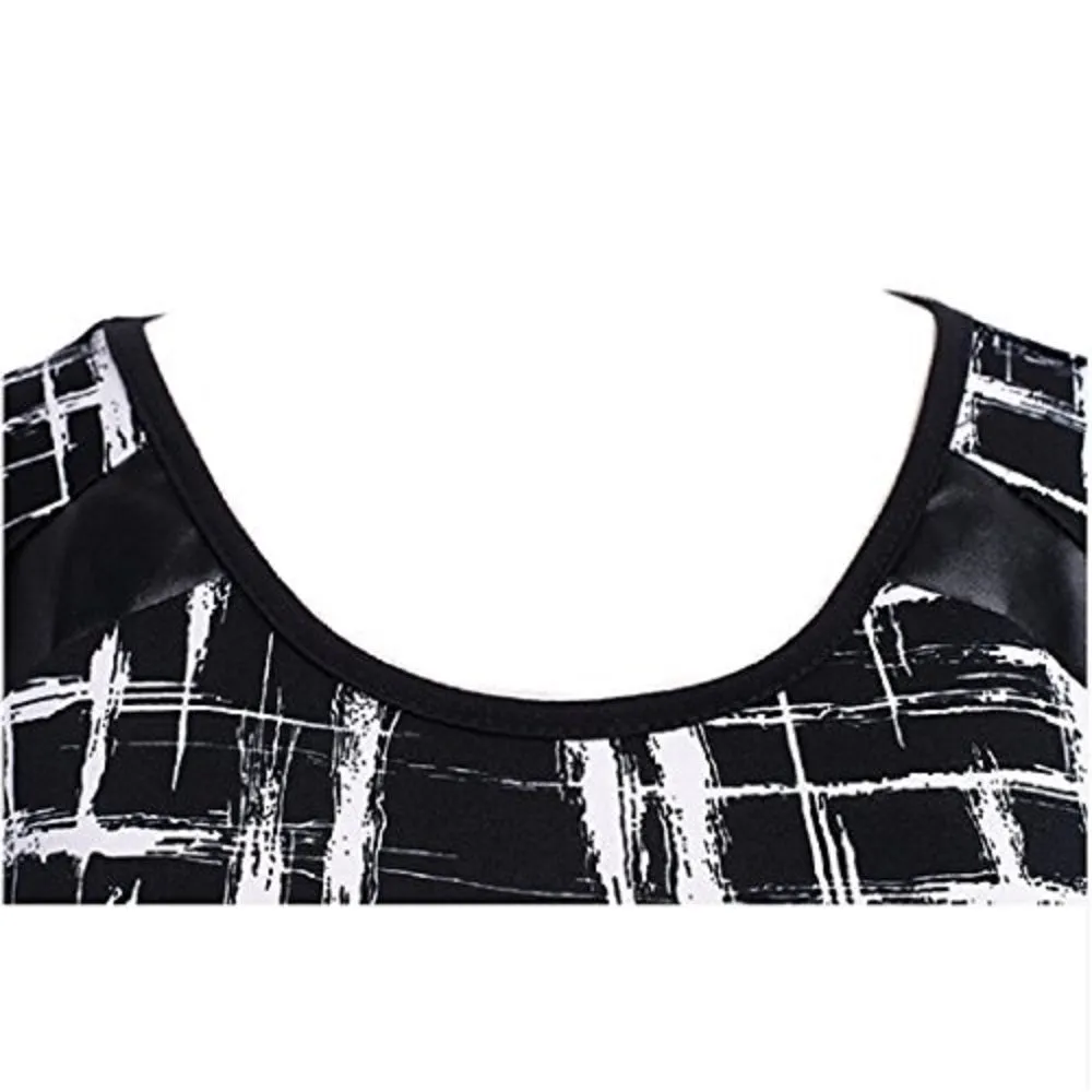 Black & White Bodycon Shortsleeve Midi Dress