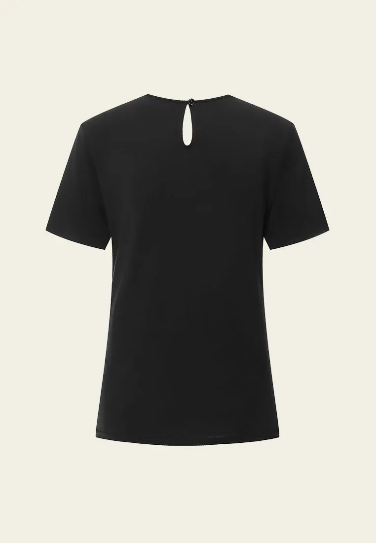 Black Embellished Collar T-shirt