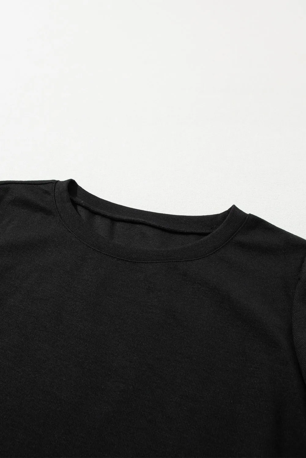 Black Pearl Decor 3/4 Sleeve Crew Neck T Shirt