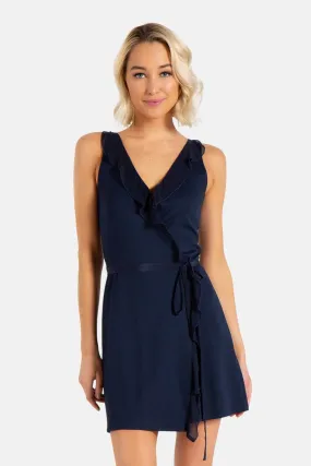 BLISS WRAP MINI DRESS (NAVY)