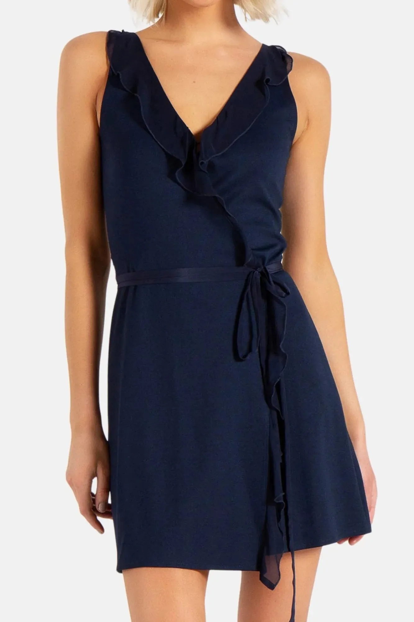 BLISS WRAP MINI DRESS (NAVY)