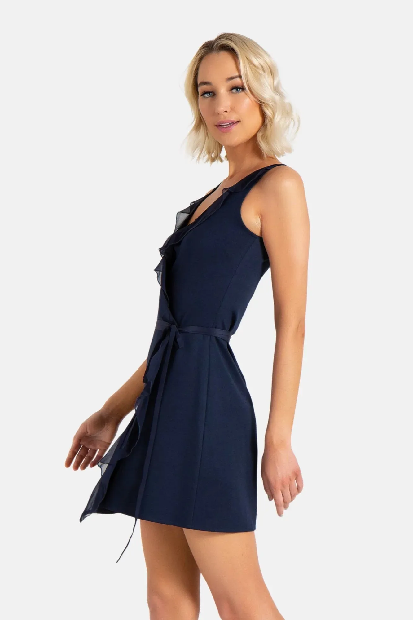 BLISS WRAP MINI DRESS (NAVY)