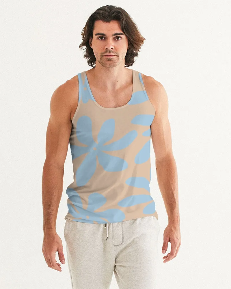 Blue & Brandy Abstract Flowers Men's Tank
