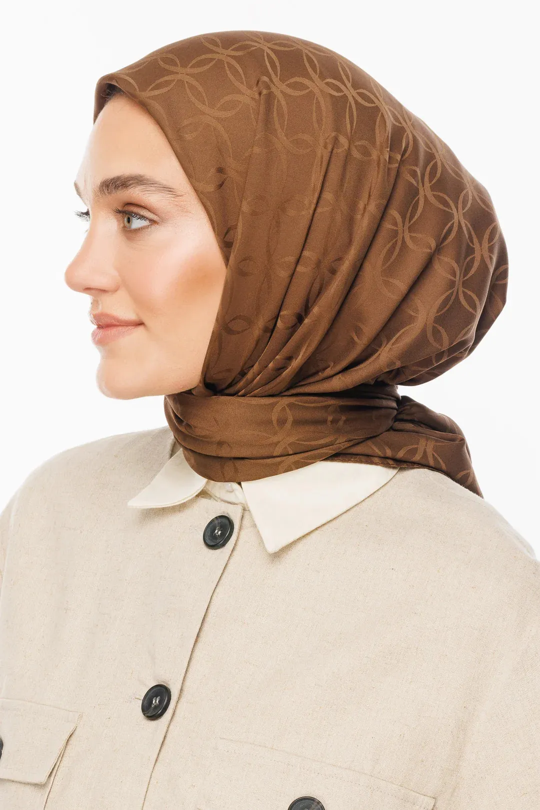 Brown London Pattern Silky Jacquard Scarf