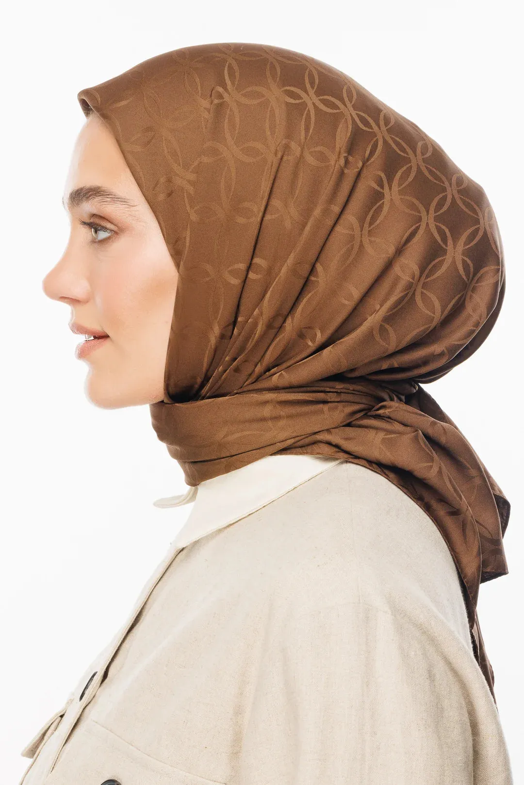 Brown London Pattern Silky Jacquard Scarf