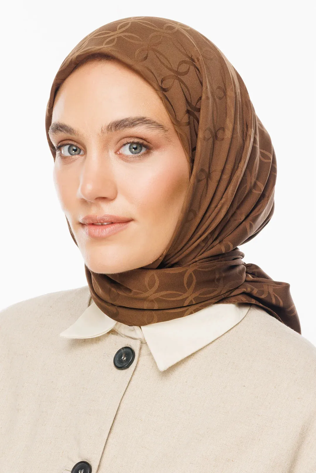 Brown London Pattern Silky Jacquard Scarf