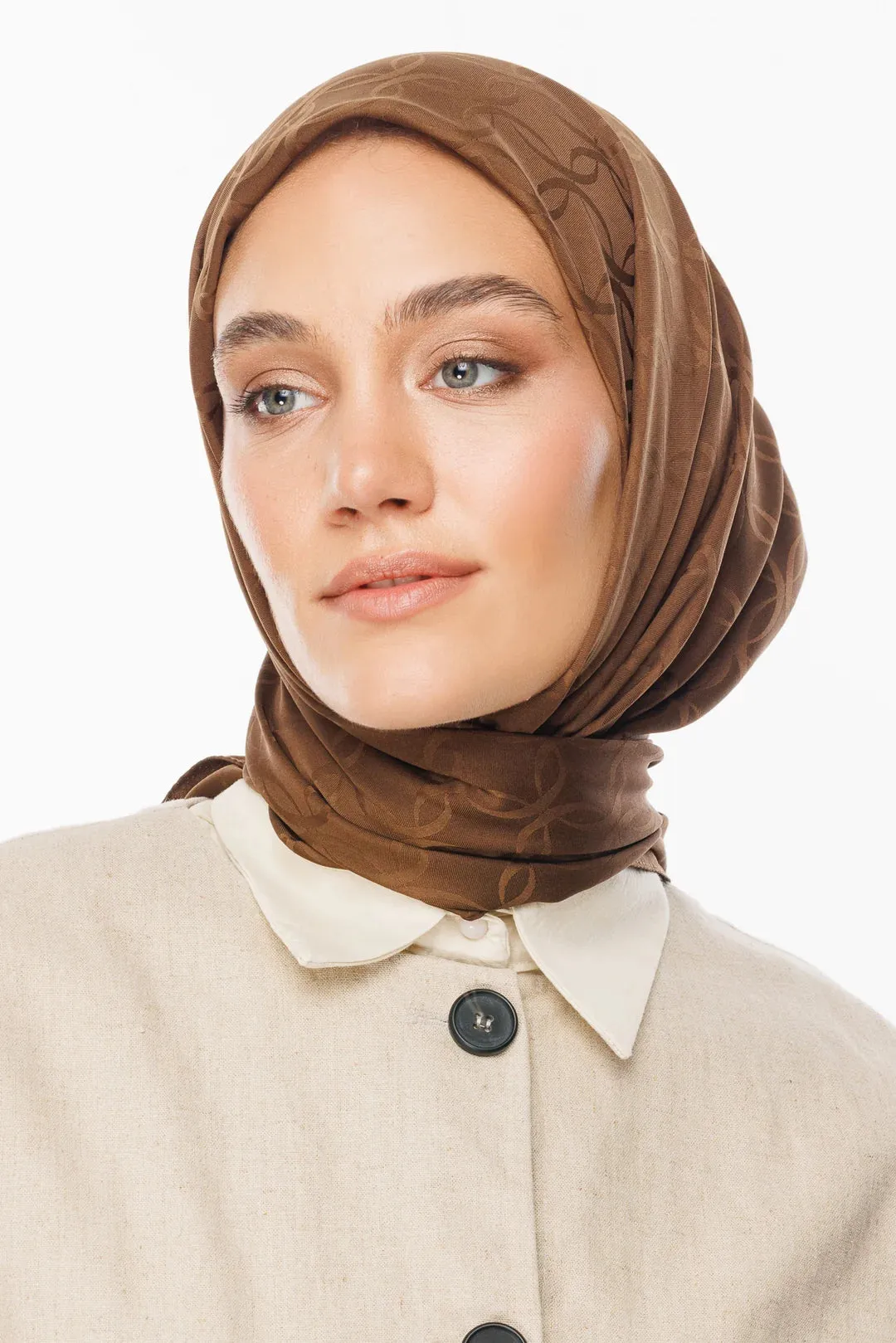 Brown London Pattern Silky Jacquard Scarf
