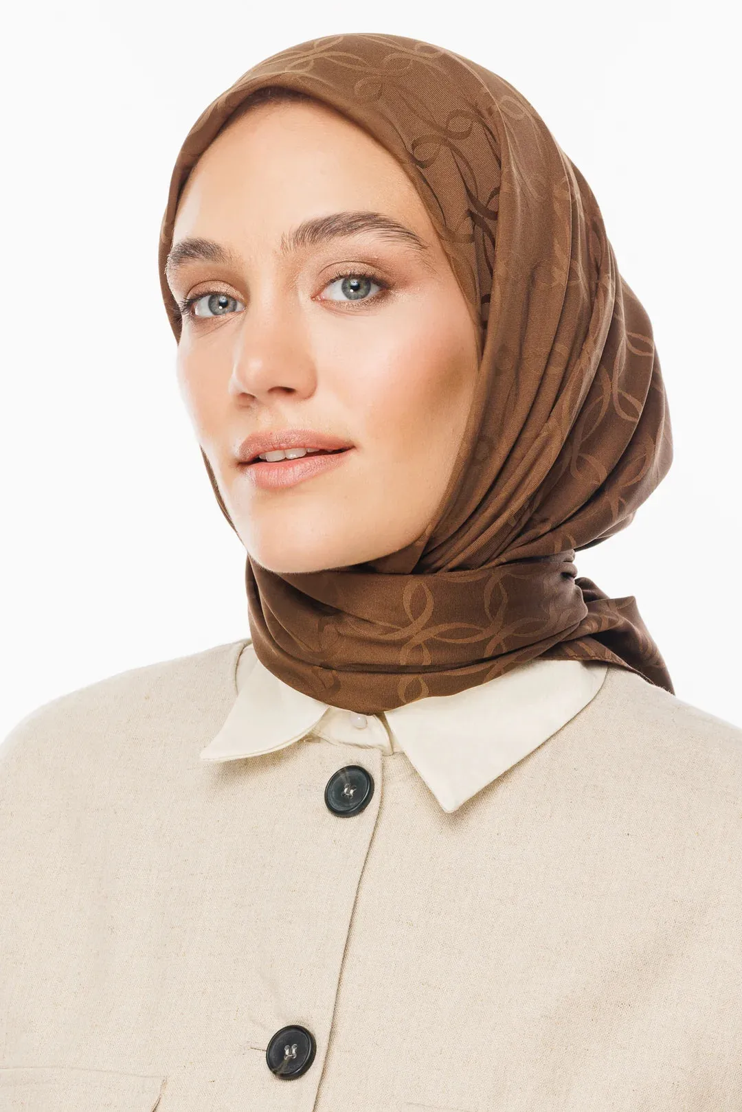 Brown London Pattern Silky Jacquard Scarf