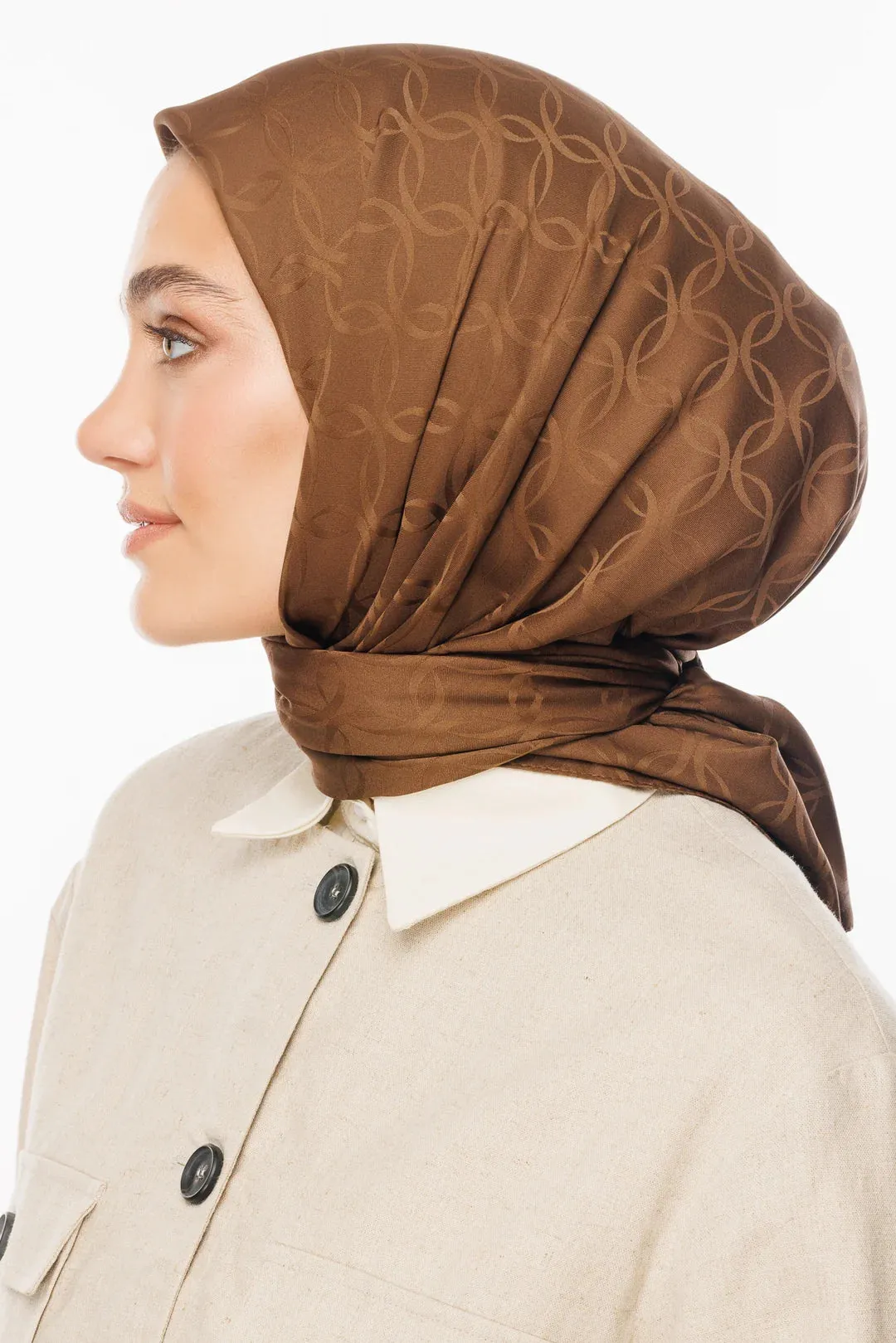 Brown London Pattern Silky Jacquard Scarf