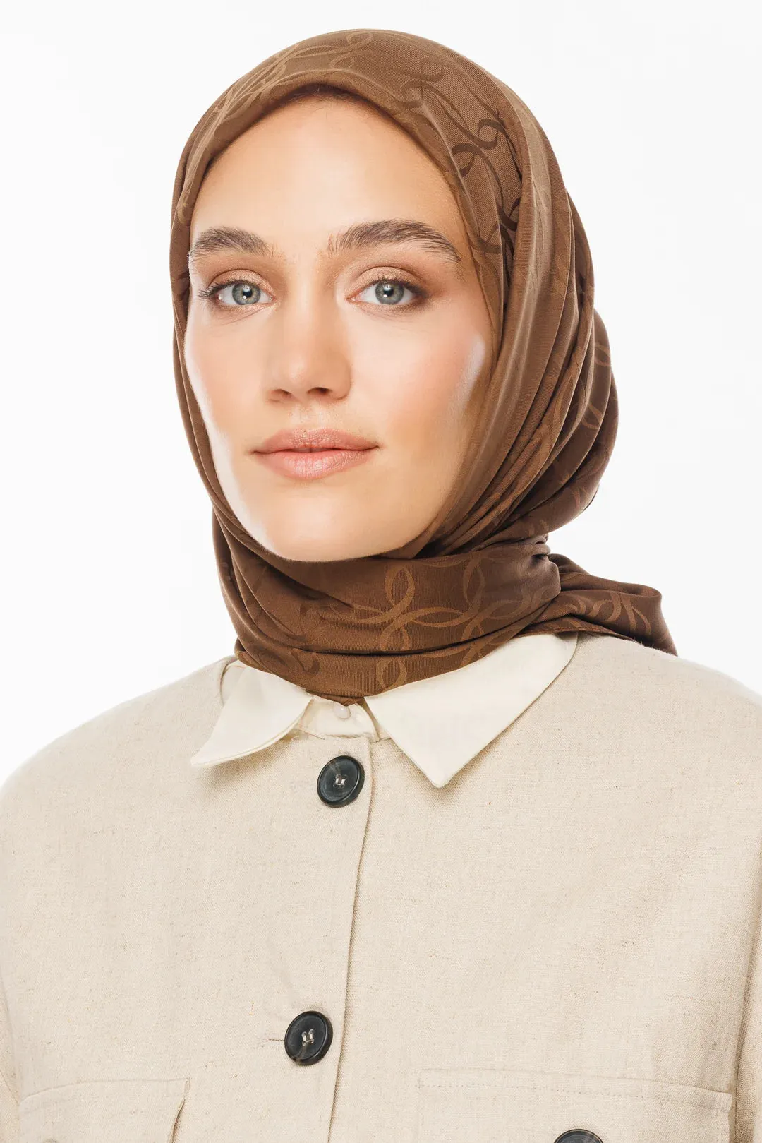 Brown London Pattern Silky Jacquard Scarf