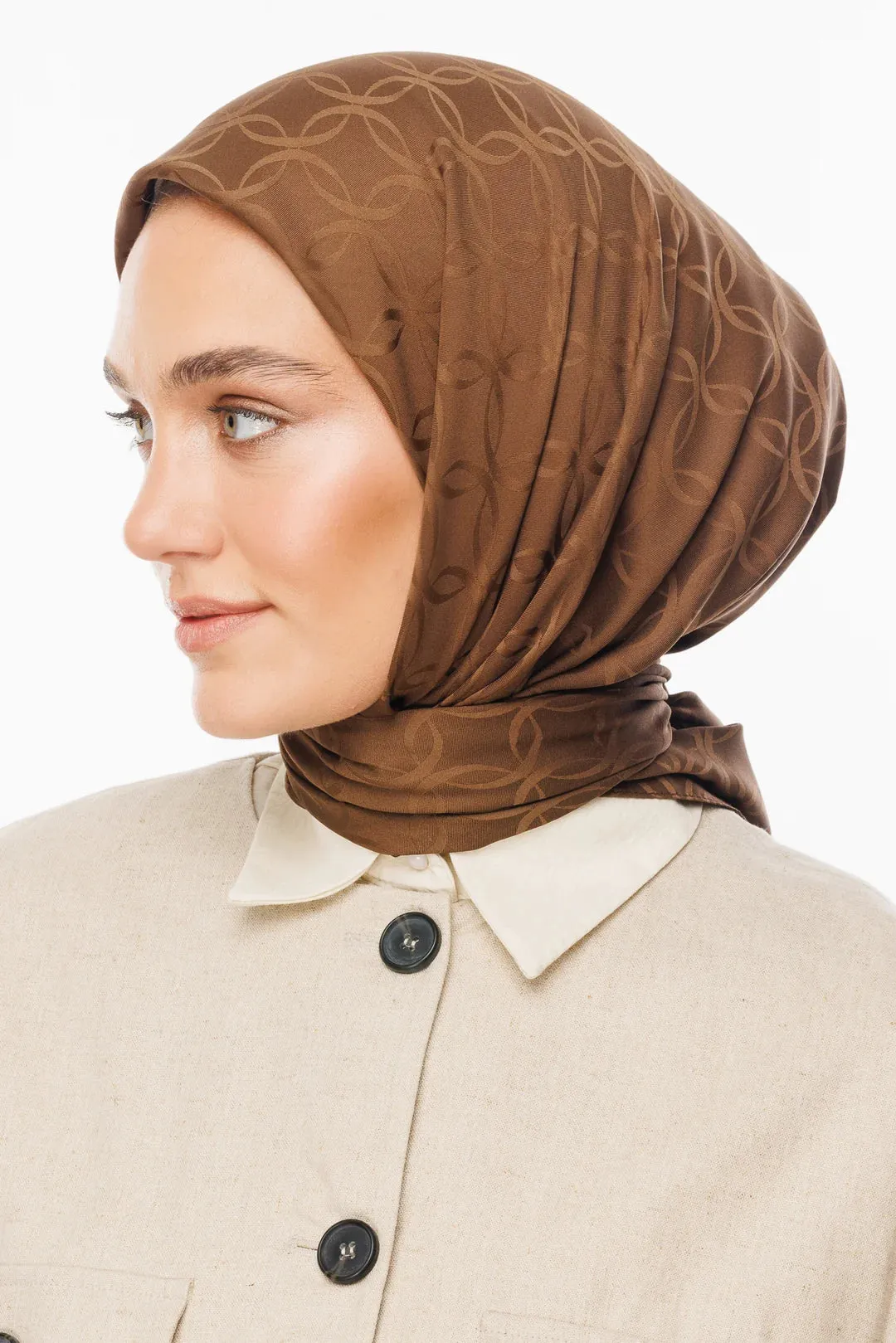 Brown London Pattern Silky Jacquard Scarf