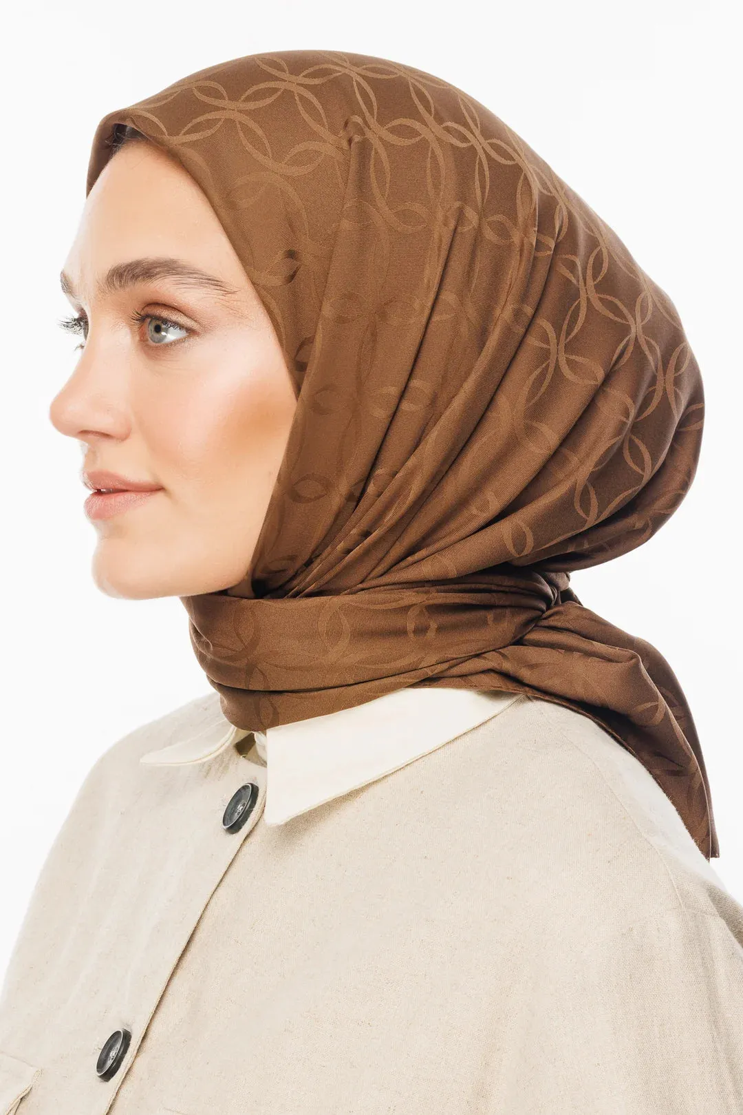 Brown London Pattern Silky Jacquard Scarf