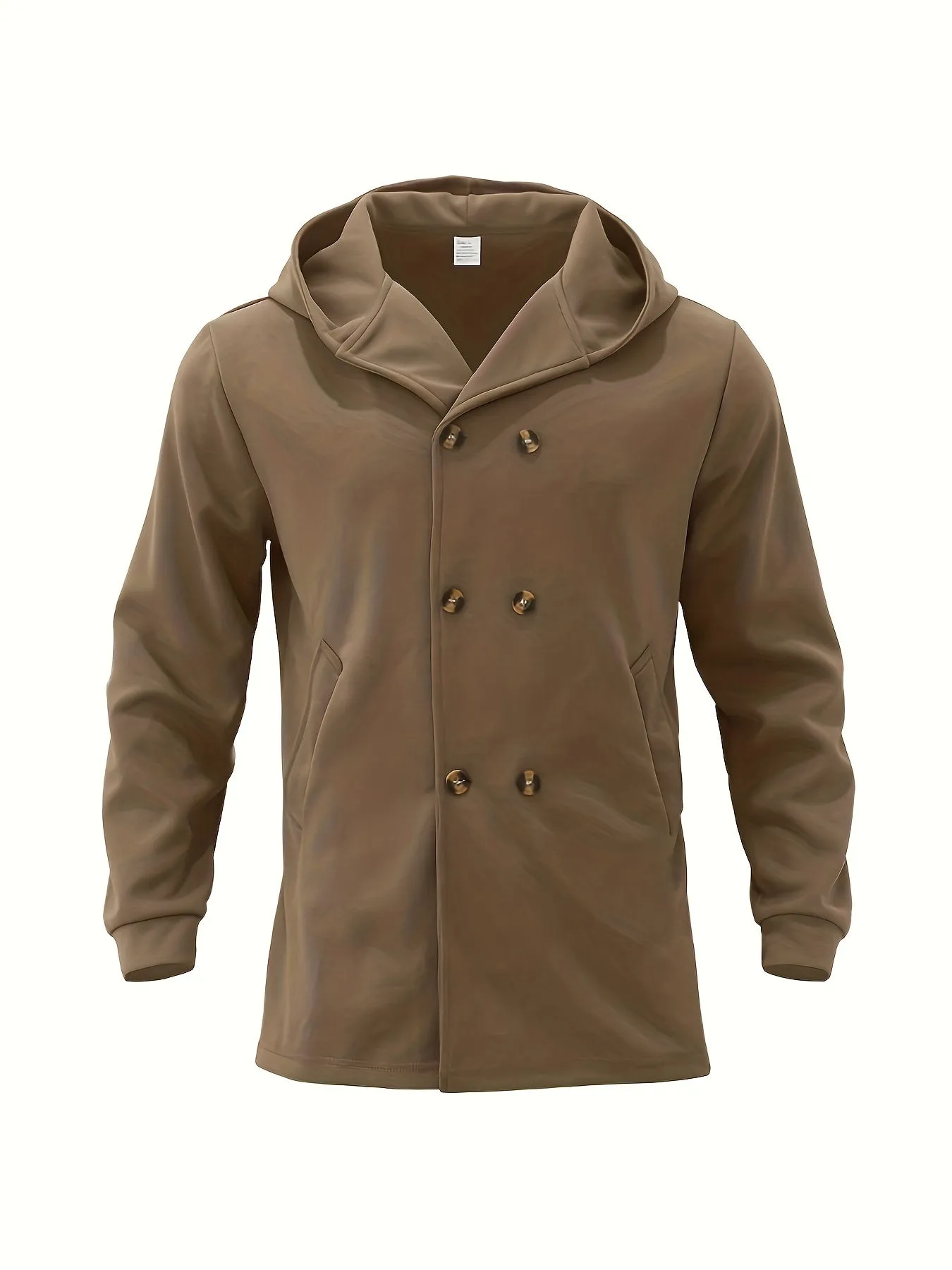 Coatify - Heren Dubbel Geknoopte Peacoat met Capuchon en Reverskraag