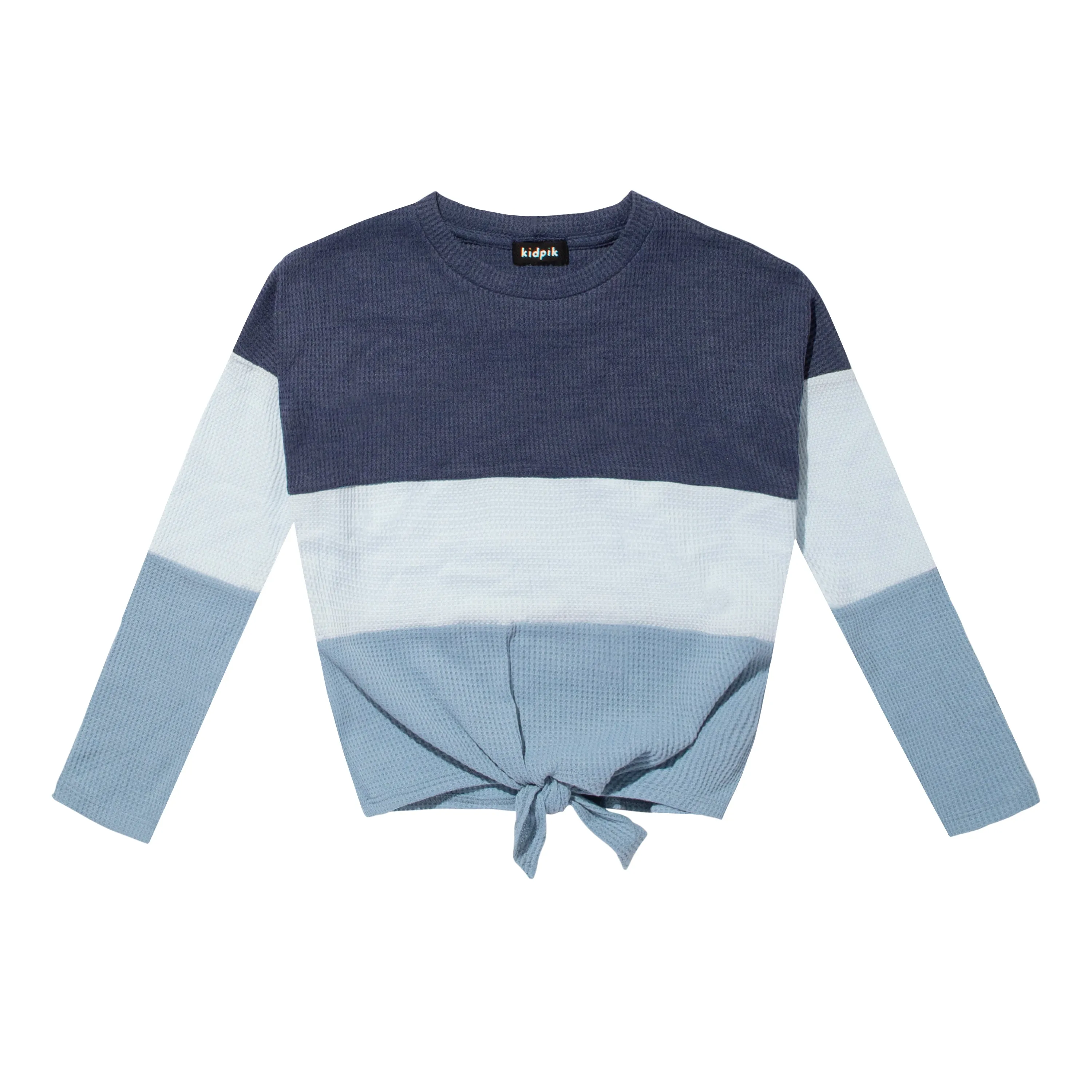 Colorblock Thermal Tie Front Top