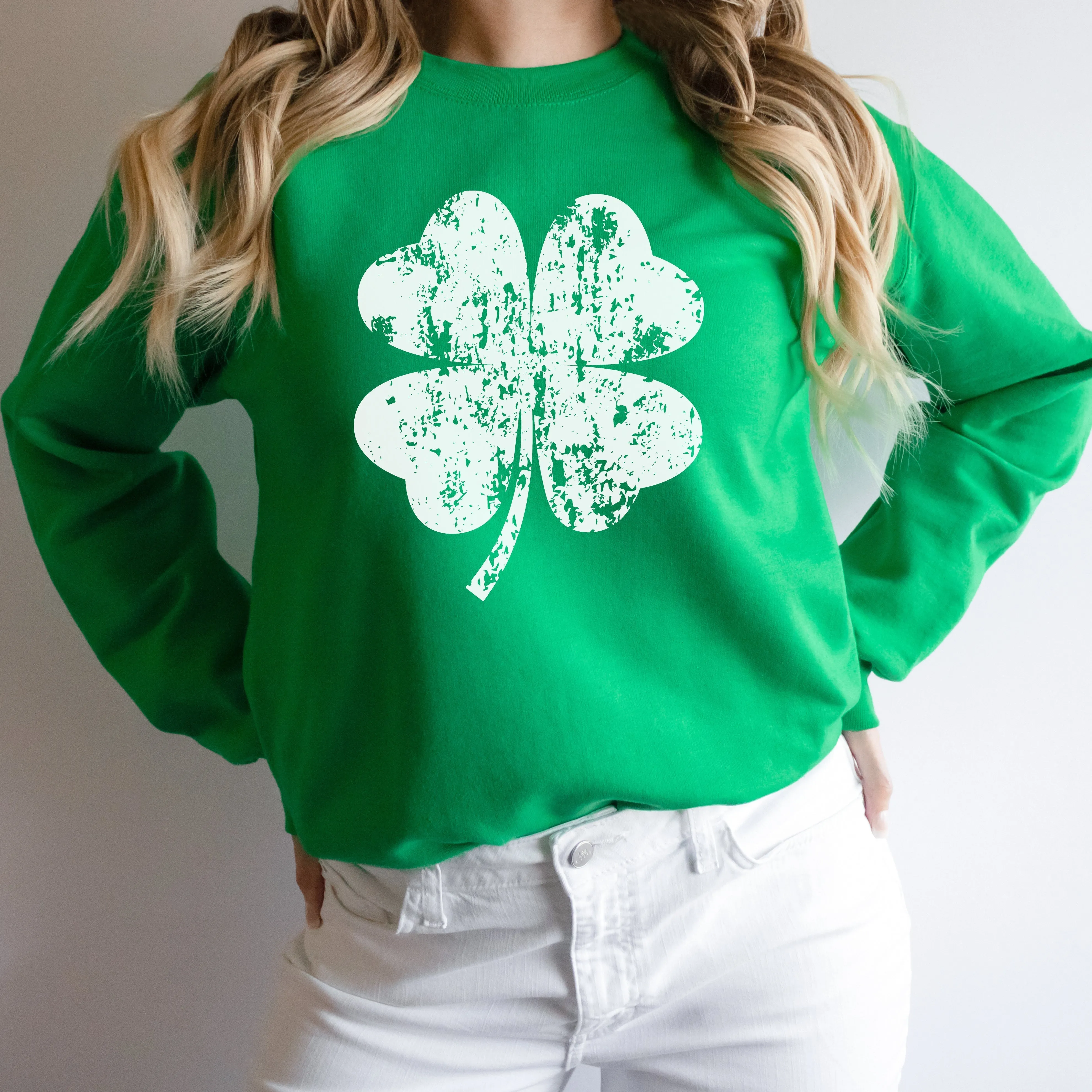 Distressed Four Leaf Clover | St. Patrick's Day Sweatshirt