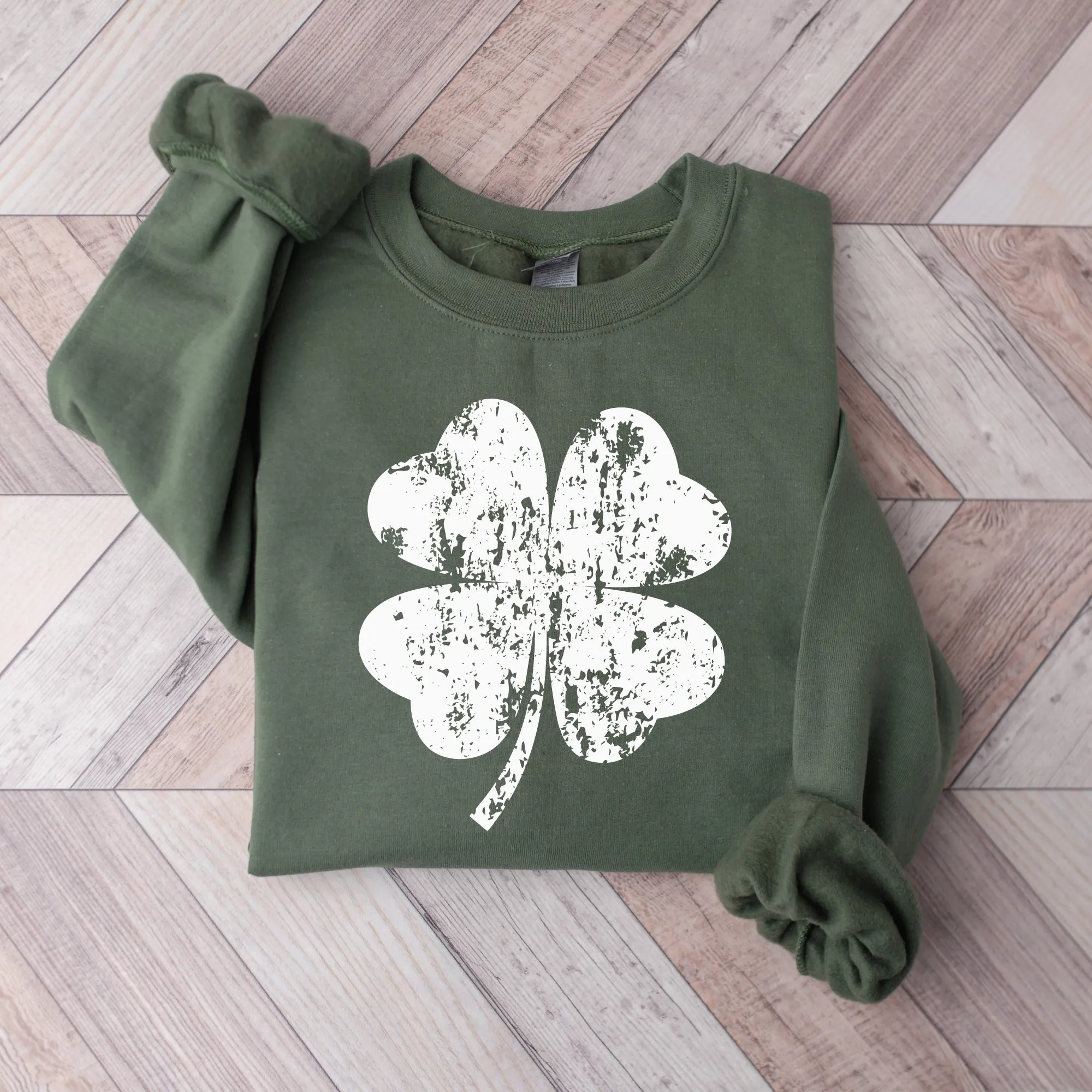 Distressed Four Leaf Clover | St. Patrick's Day Sweatshirt