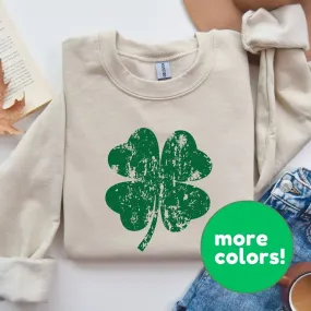 Distressed Four Leaf Clover | St. Patrick's Day Sweatshirt