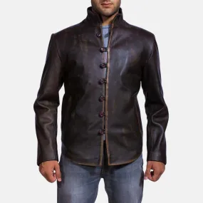 Drakeshire Brown Leather Jacket Up to 5XL
