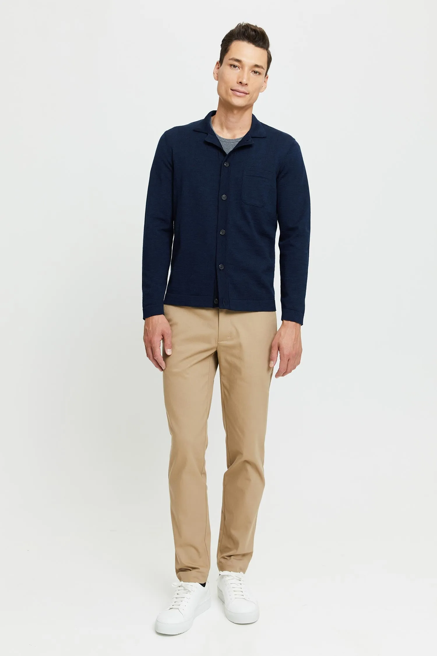 Eero Extra Fine Merino Wool Knit Shirt Blue