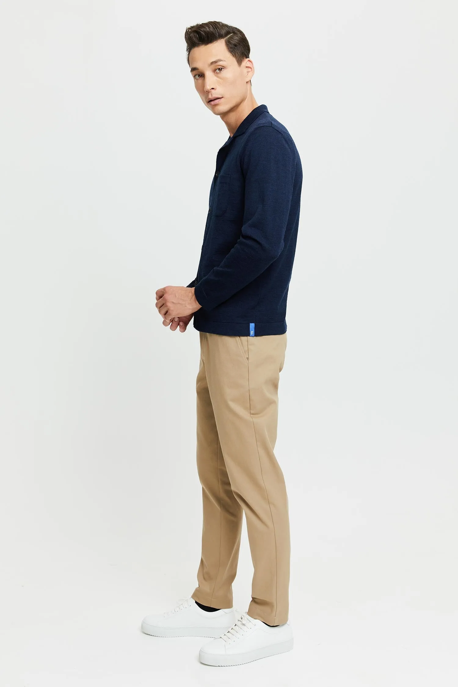 Eero Extra Fine Merino Wool Knit Shirt Blue