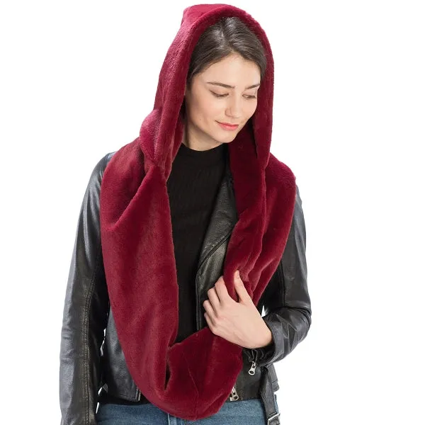Faux Fur Hooded Infinity Scarf (4 Colors)