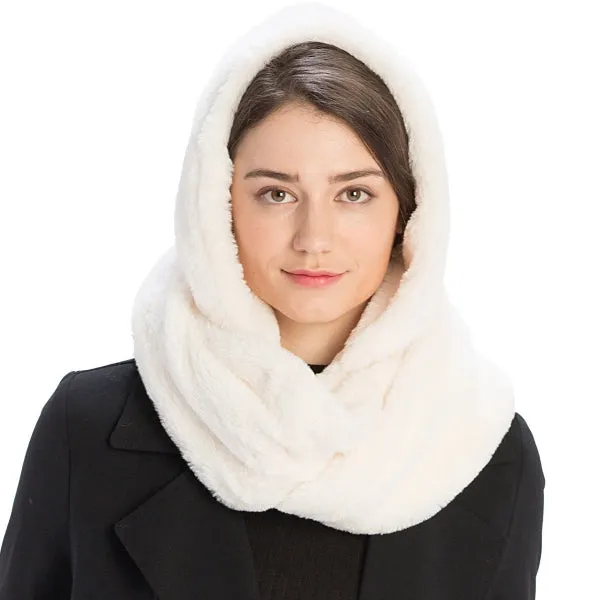 Faux Fur Hooded Infinity Scarf (4 Colors)