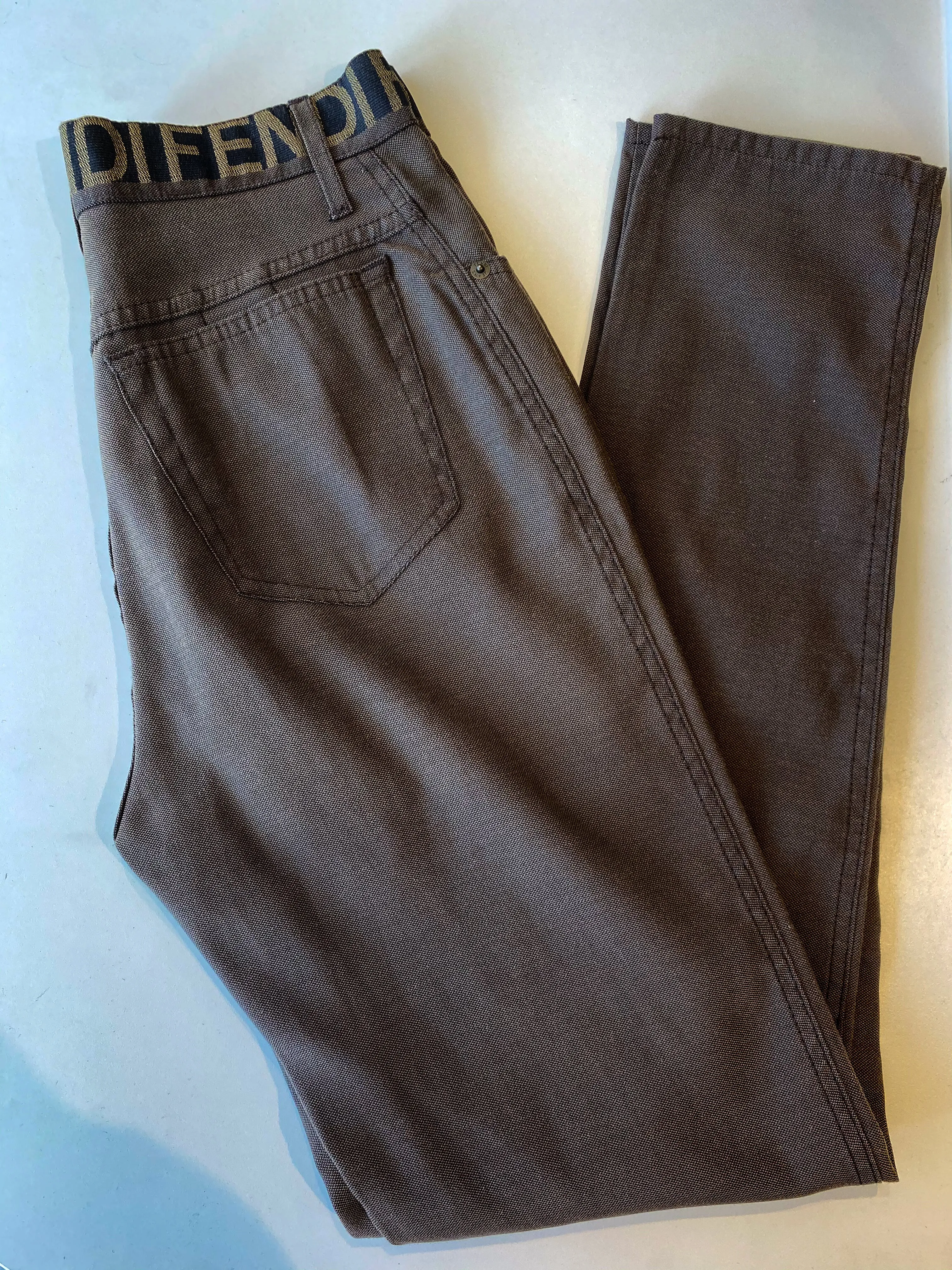Fendi Logo Waist High Rise Pants
