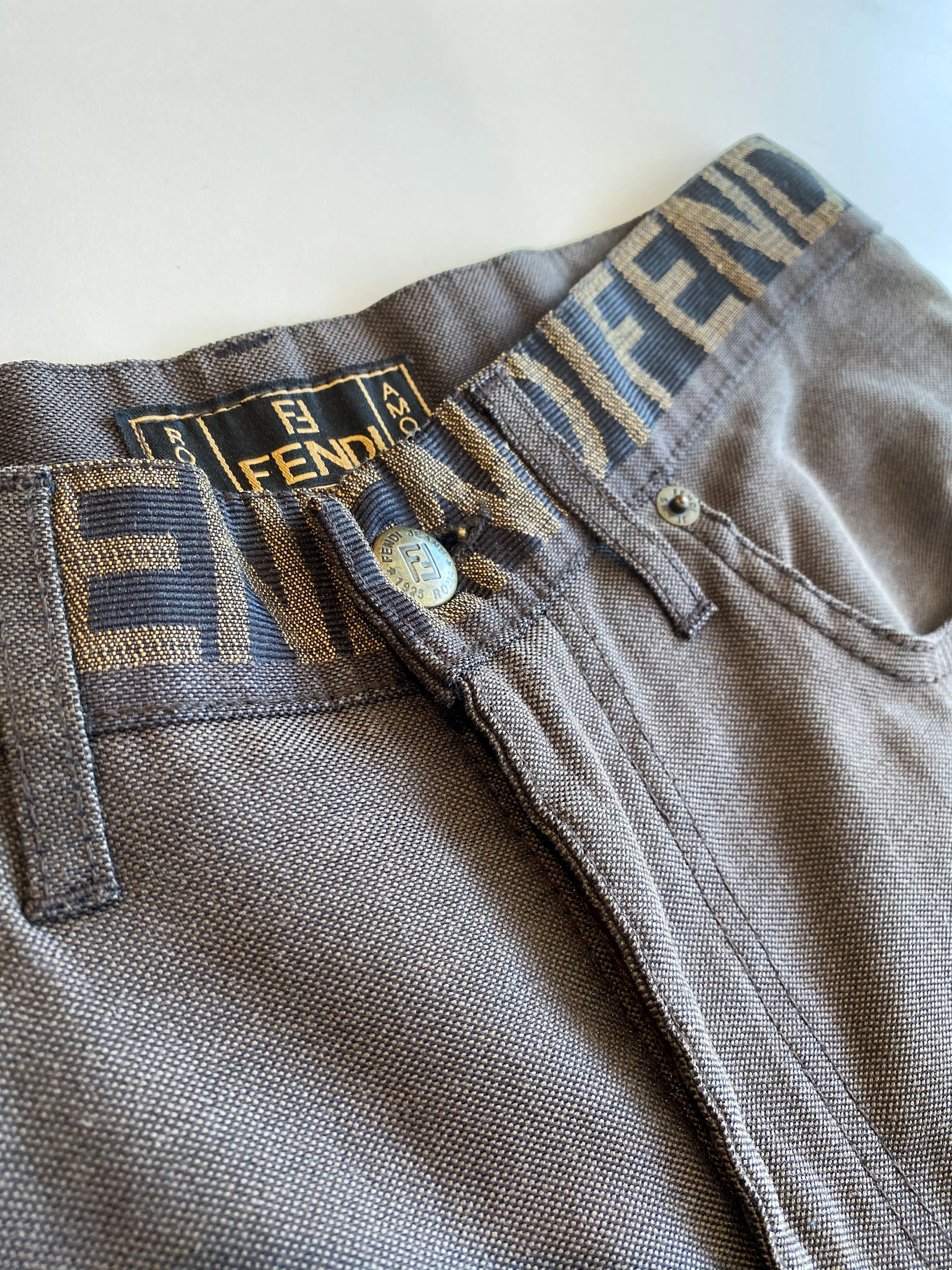 Fendi Logo Waist High Rise Pants