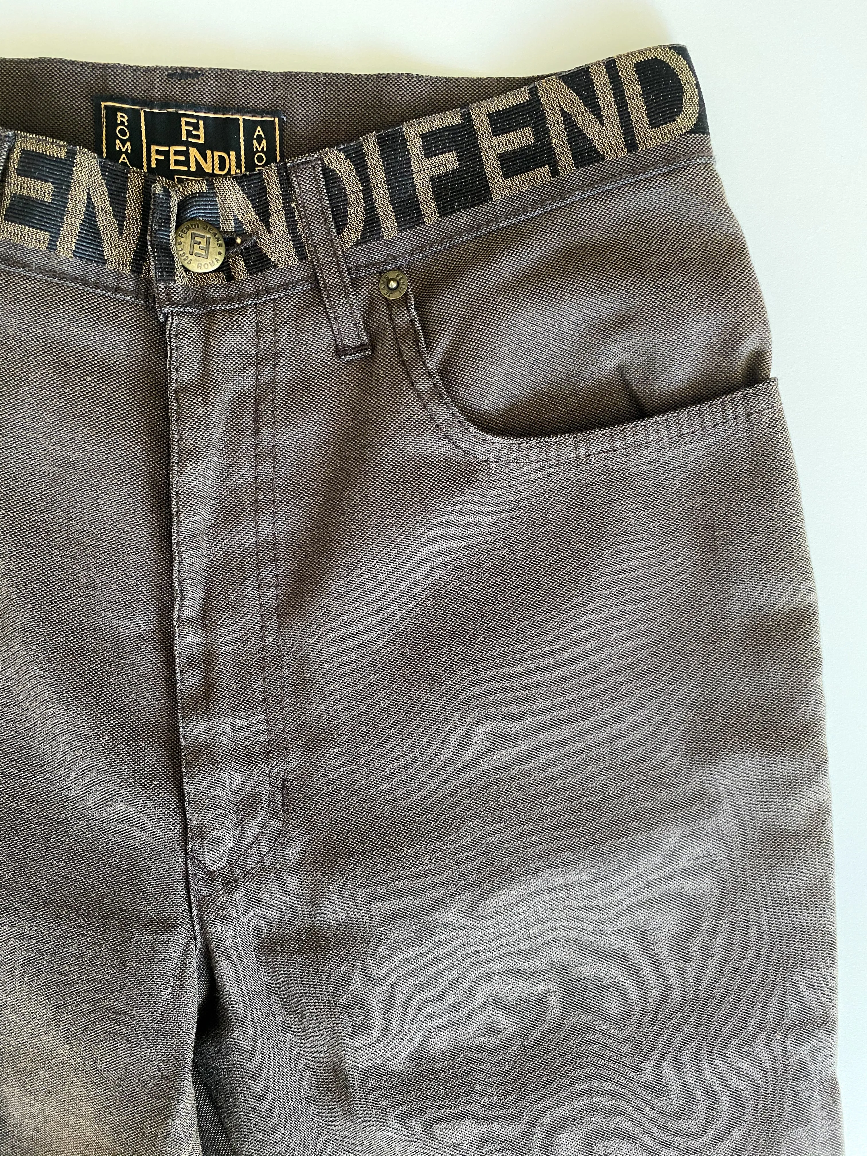 Fendi Logo Waist High Rise Pants