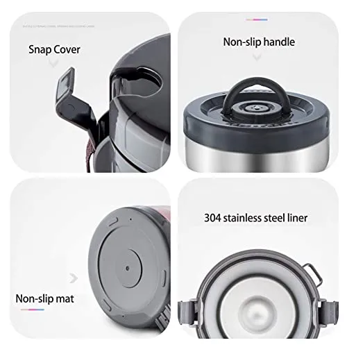 Food,Stainless Steel Insulated Food Jar Container for Lunch/Hot Food,T Leak Proof,Withoutbag,2L