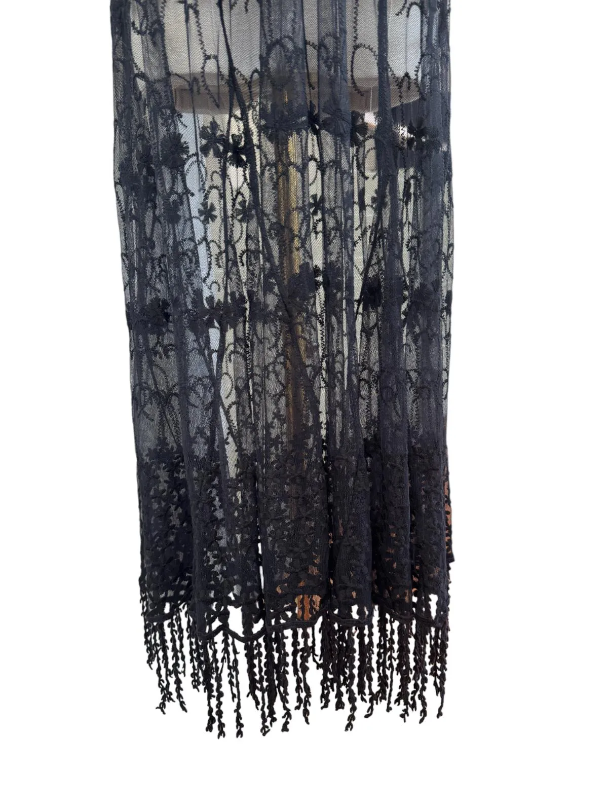 Free People Strapless Lace Stretch Dress | Black, Sz M, Sheer, Festival, Boho