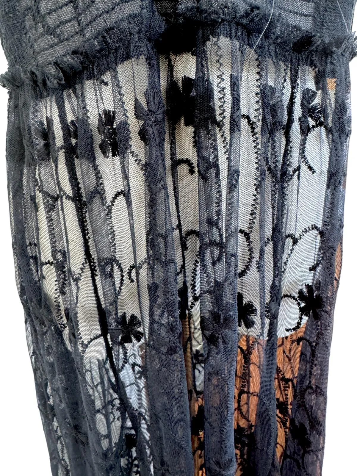 Free People Strapless Lace Stretch Dress | Black, Sz M, Sheer, Festival, Boho