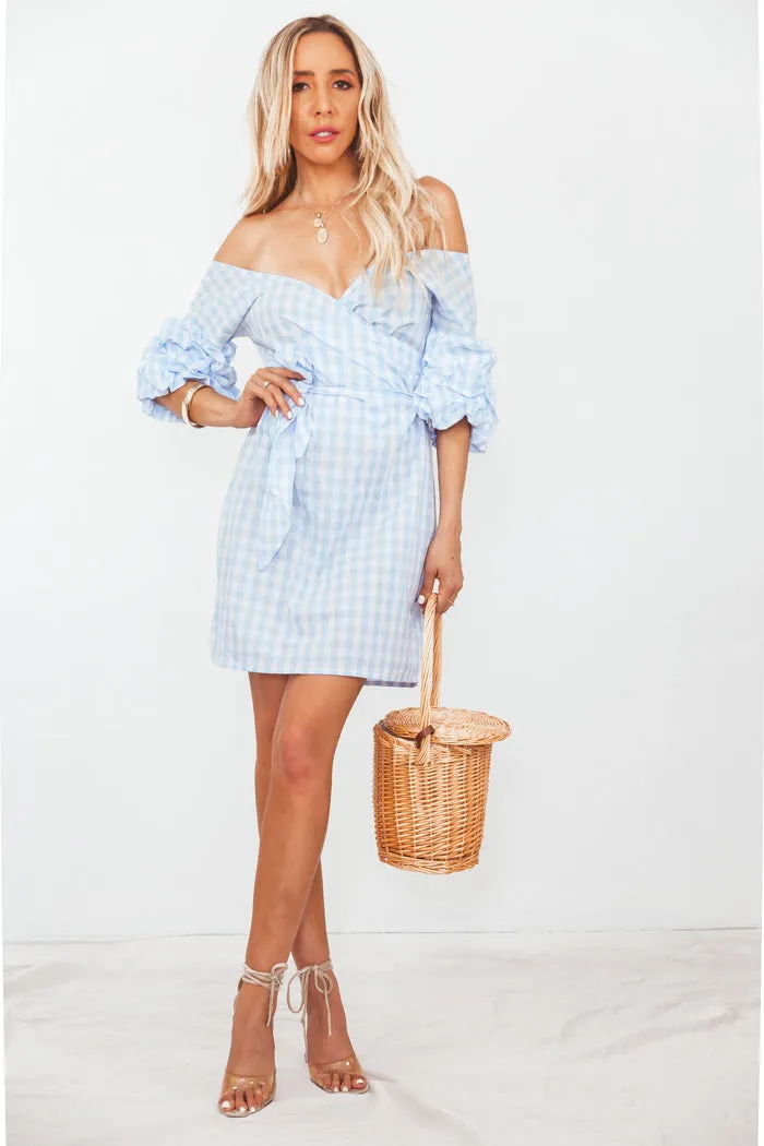 Gingham Wrap Tie Mini Dress
