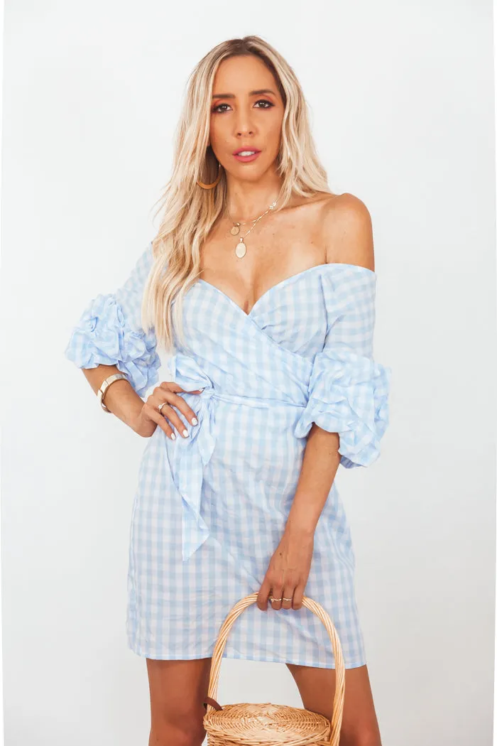 Gingham Wrap Tie Mini Dress
