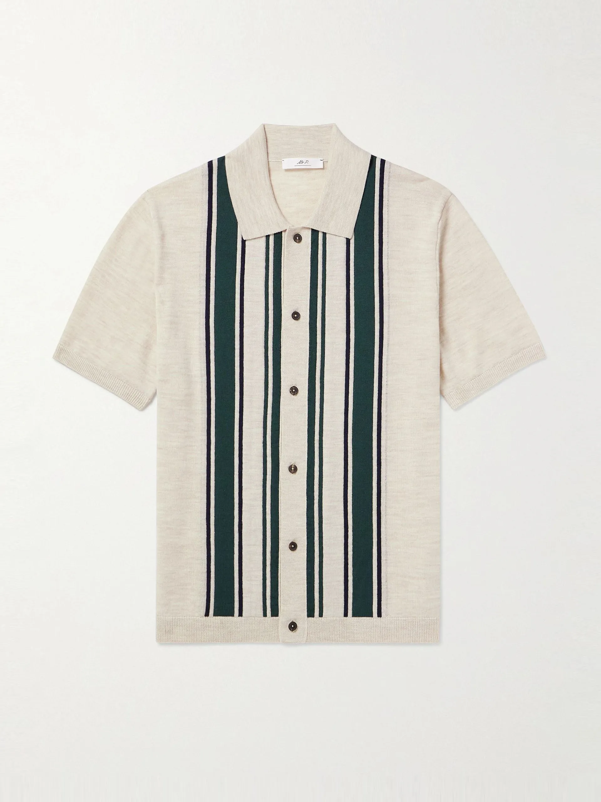 Golf striped merino wool polo shirt