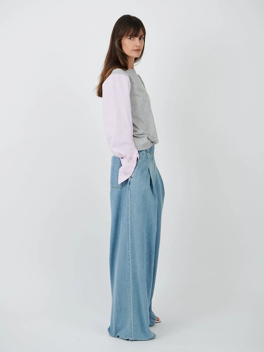 Heos Contrast Sleeves T-Shirt in Grey Melange