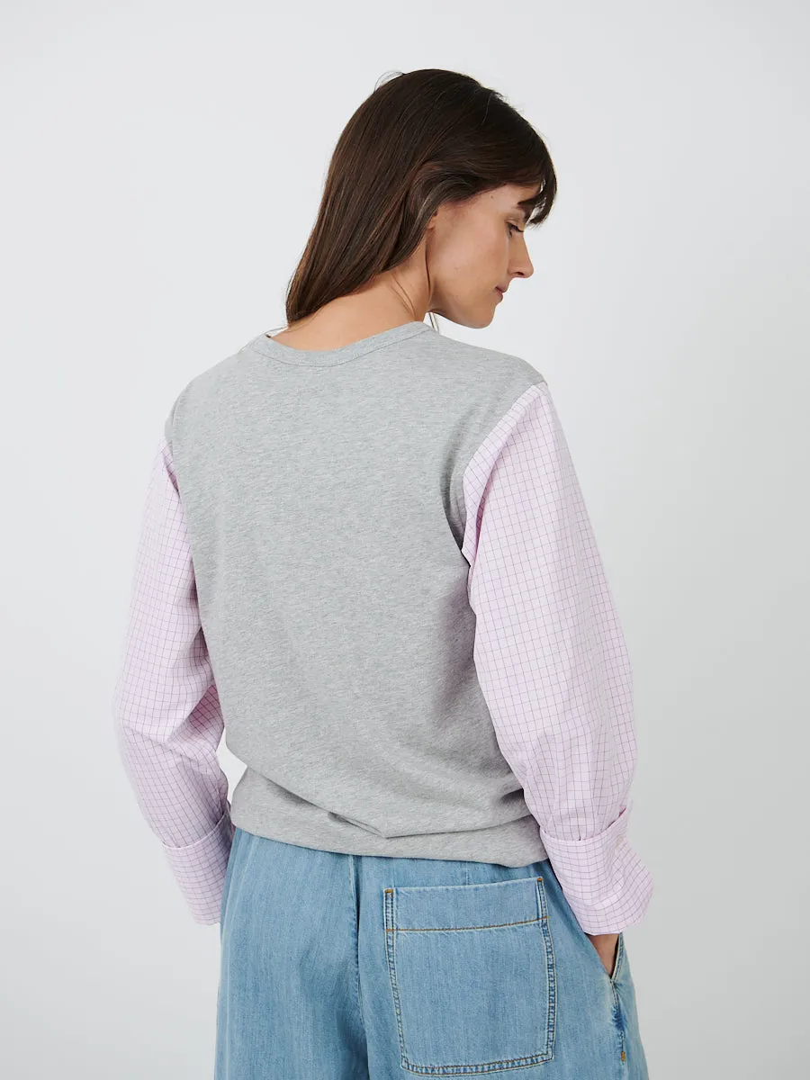 Heos Contrast Sleeves T-Shirt in Grey Melange