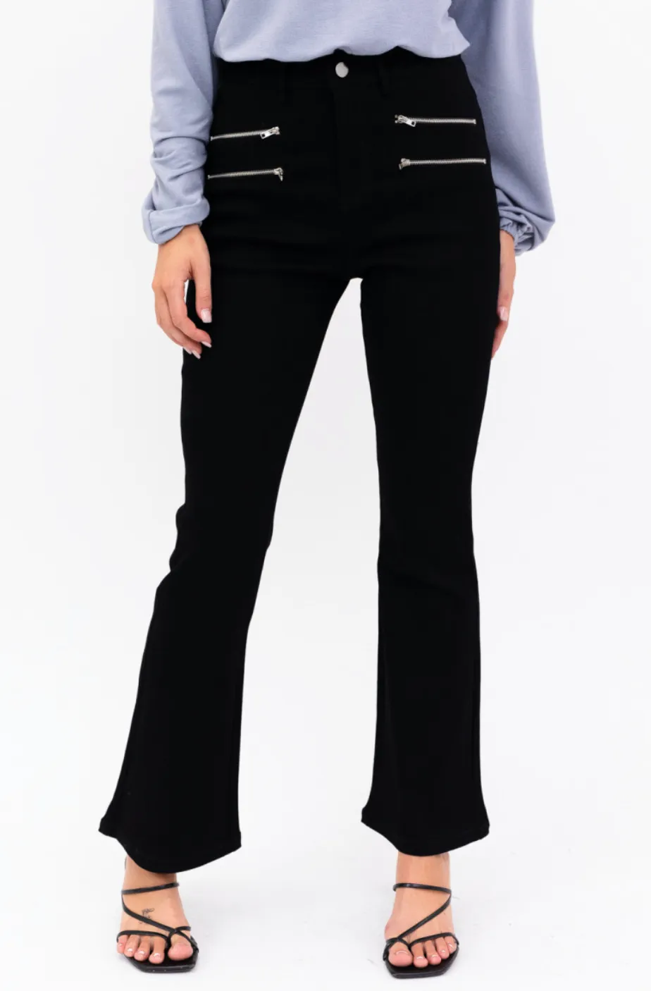 High Waist Stretch Flare Zipper Jean