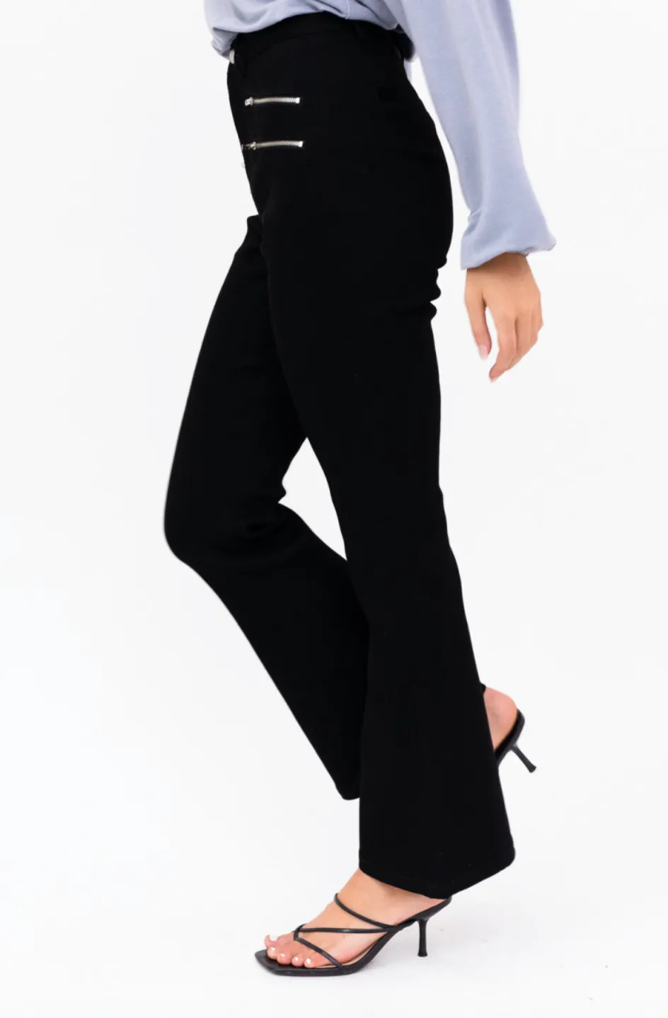 High Waist Stretch Flare Zipper Jean
