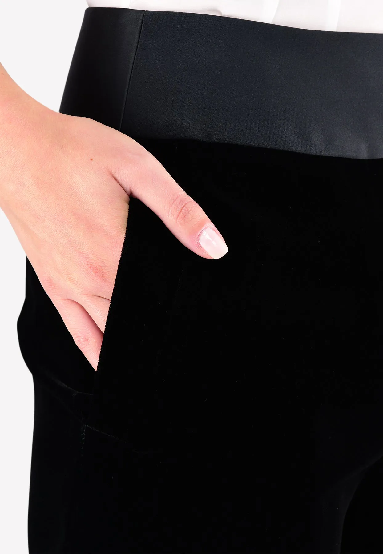 High-Waist Velvet Tuxedo Trousers