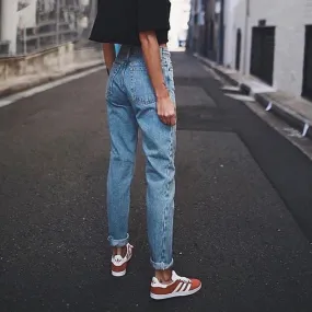 High Waist Washed Harem Denim Pants