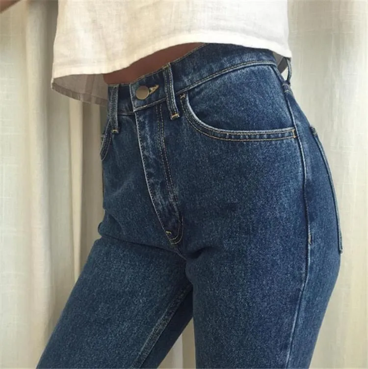 High Waist Washed Harem Denim Pants