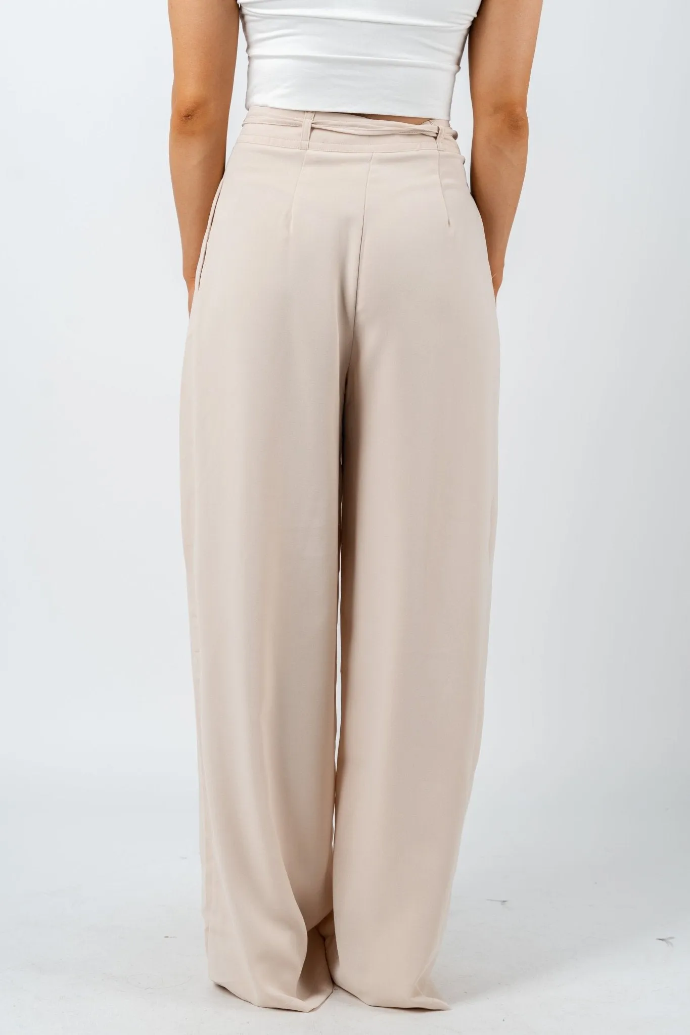 High waist wide leg pants natural