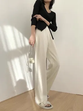 High Waist Wide Leg Ribbed Pants