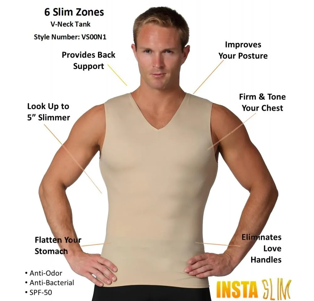 Insta Slim Big & Tall Compression V-Neck Tank VS00N1BT by InstantFigure - InstaSlim - InstantRecoveryMD