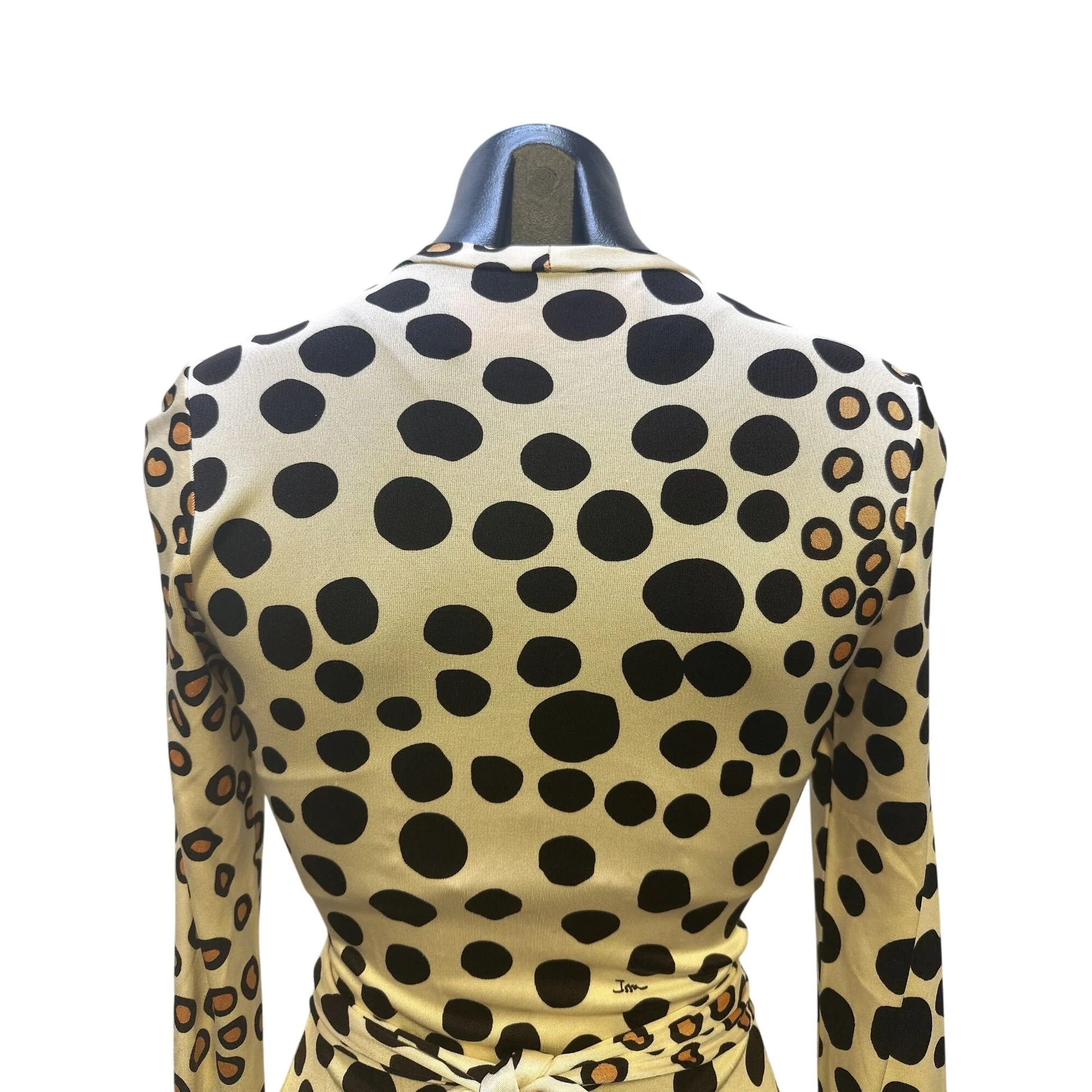 Issa London Vintage Polka Dot Wrap Silk Dress w/Long Sleeves Size 6