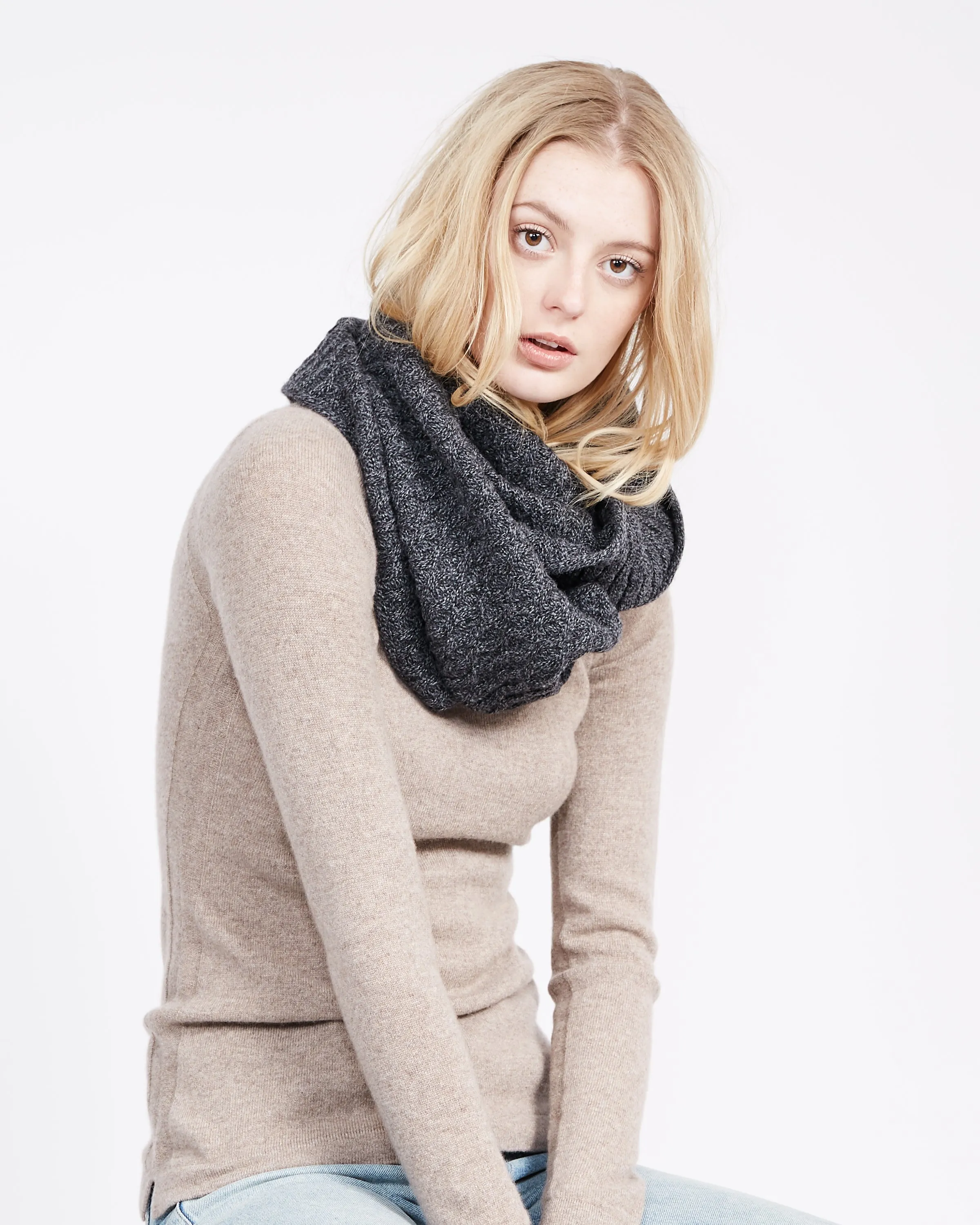 Kara Mixed Stitch Infinity Scarf